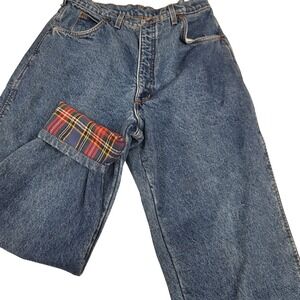 Vintage Lands End Womens Jeans Size 14 Regular Wash Denim Flannel Lined Highrise